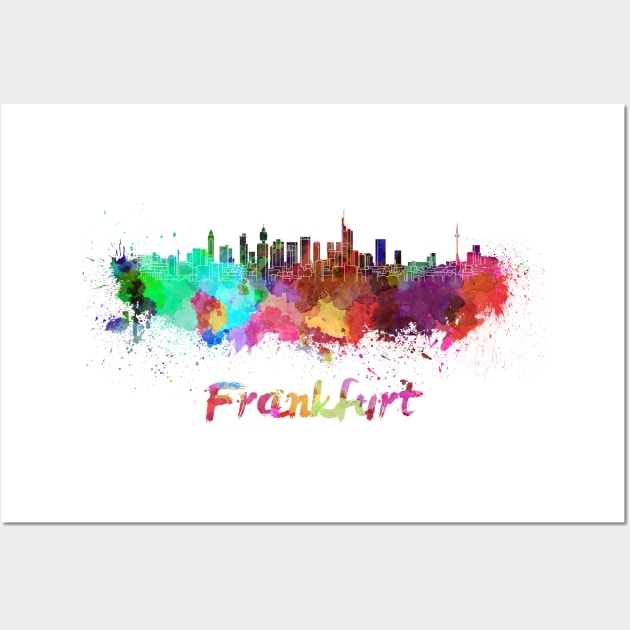 Frankfurt skyline in watercolor Wall Art by PaulrommerArt